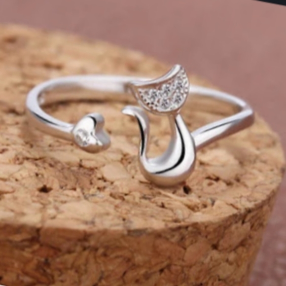 Wrap Ring Silver Come-Home-Soon Kitty Cat - Picture 6 of 12